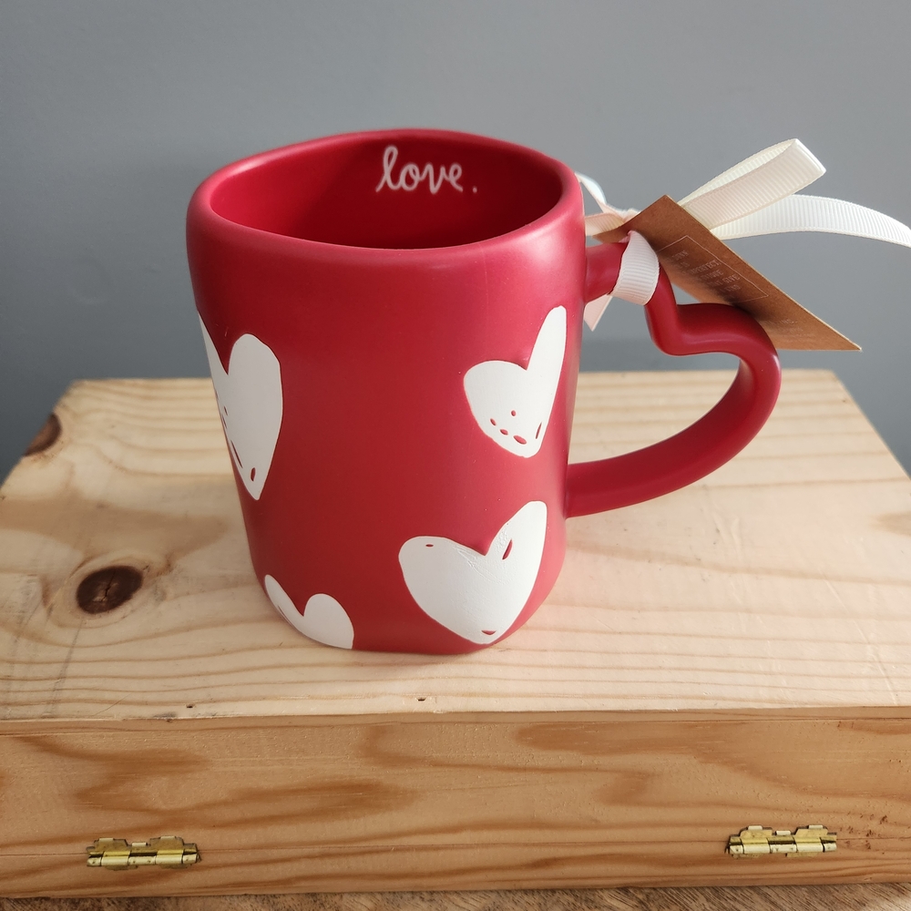Rae Dunn Heart Love Ceramic Mug Heart Handle Valentine's Day NWT